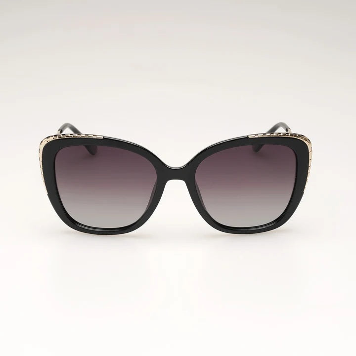 Locello Bronte Polarised Sunglasses - Black Gold Smoke
