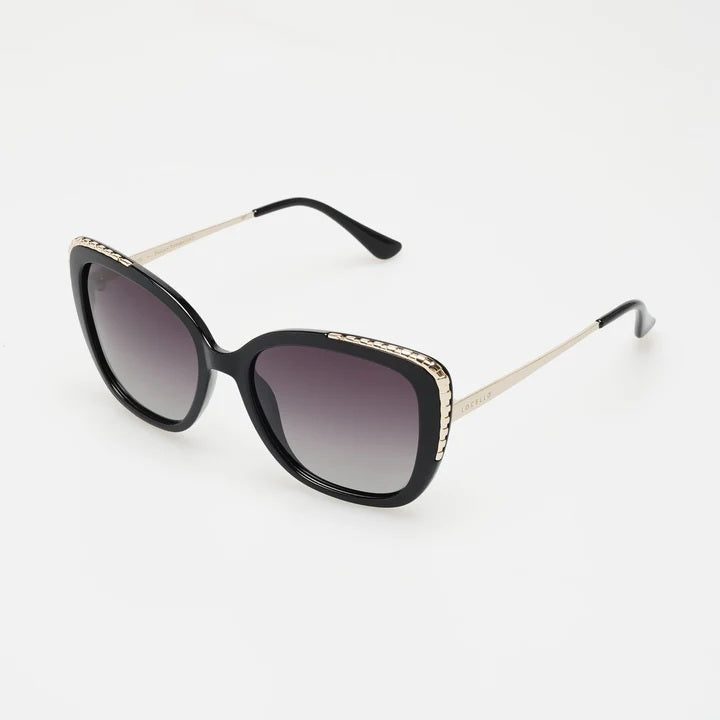 Locello Bronte Polarised Sunglasses Black Gold Smoke – Back O