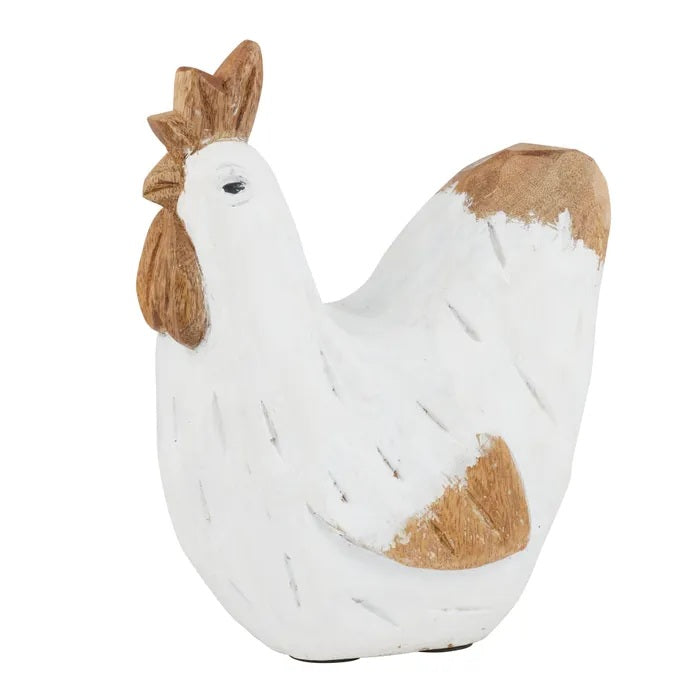 Cluck Wood Sculpture 18x20cm White/nat