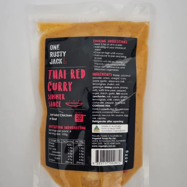One Rusty Jack Thai Red Curry Simmer Sauce 400g