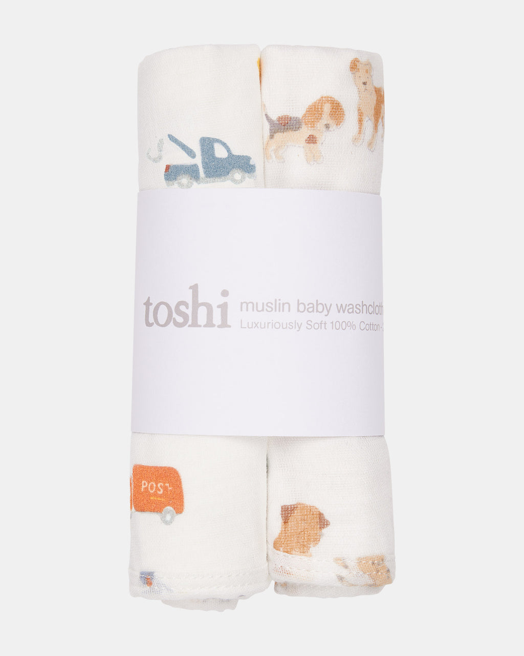 Toshi Baby Washcloth Muslin 2pcs Puppy Love