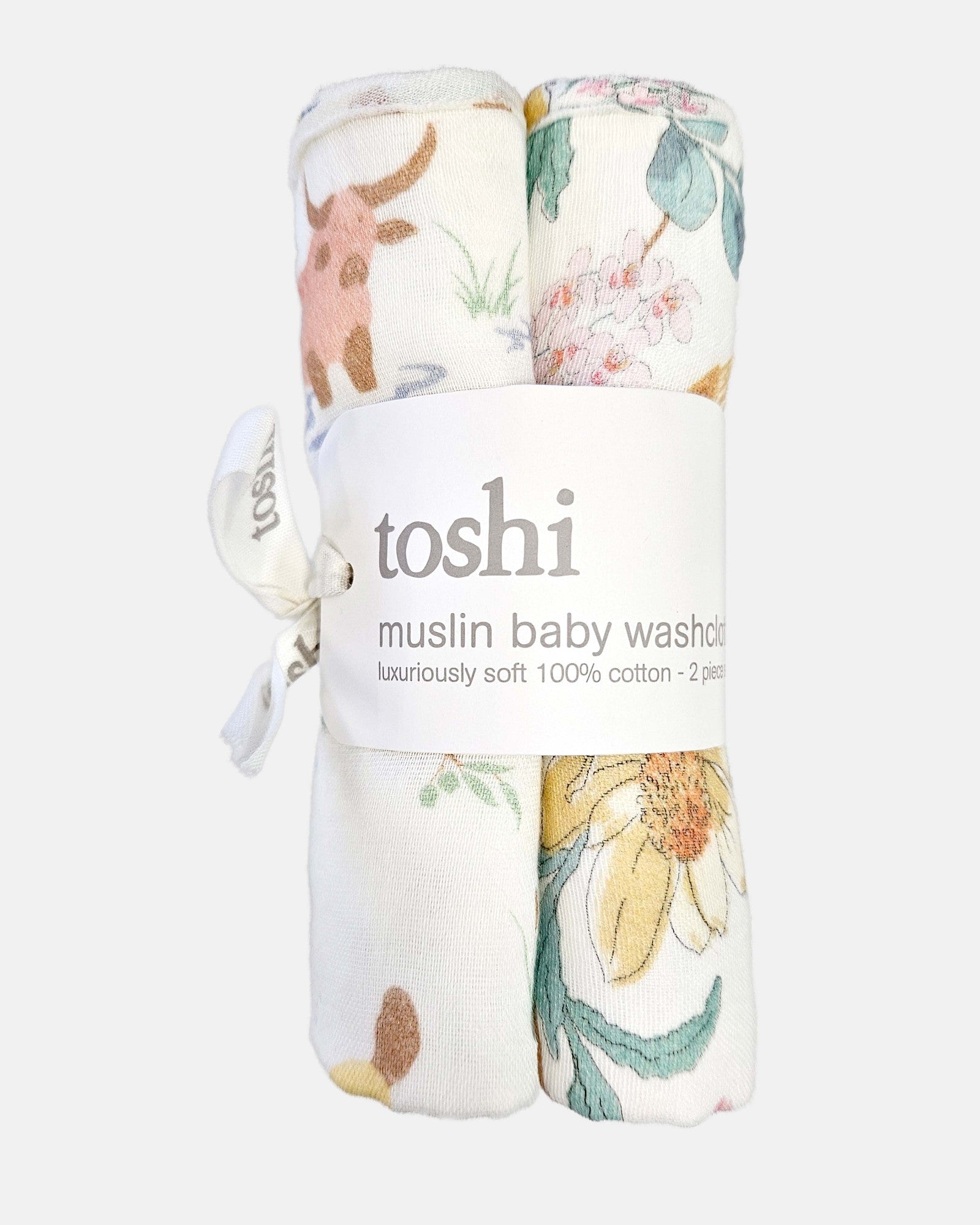 Toshi Baby Washcloth Muslin-2pcs /waratah Dawn