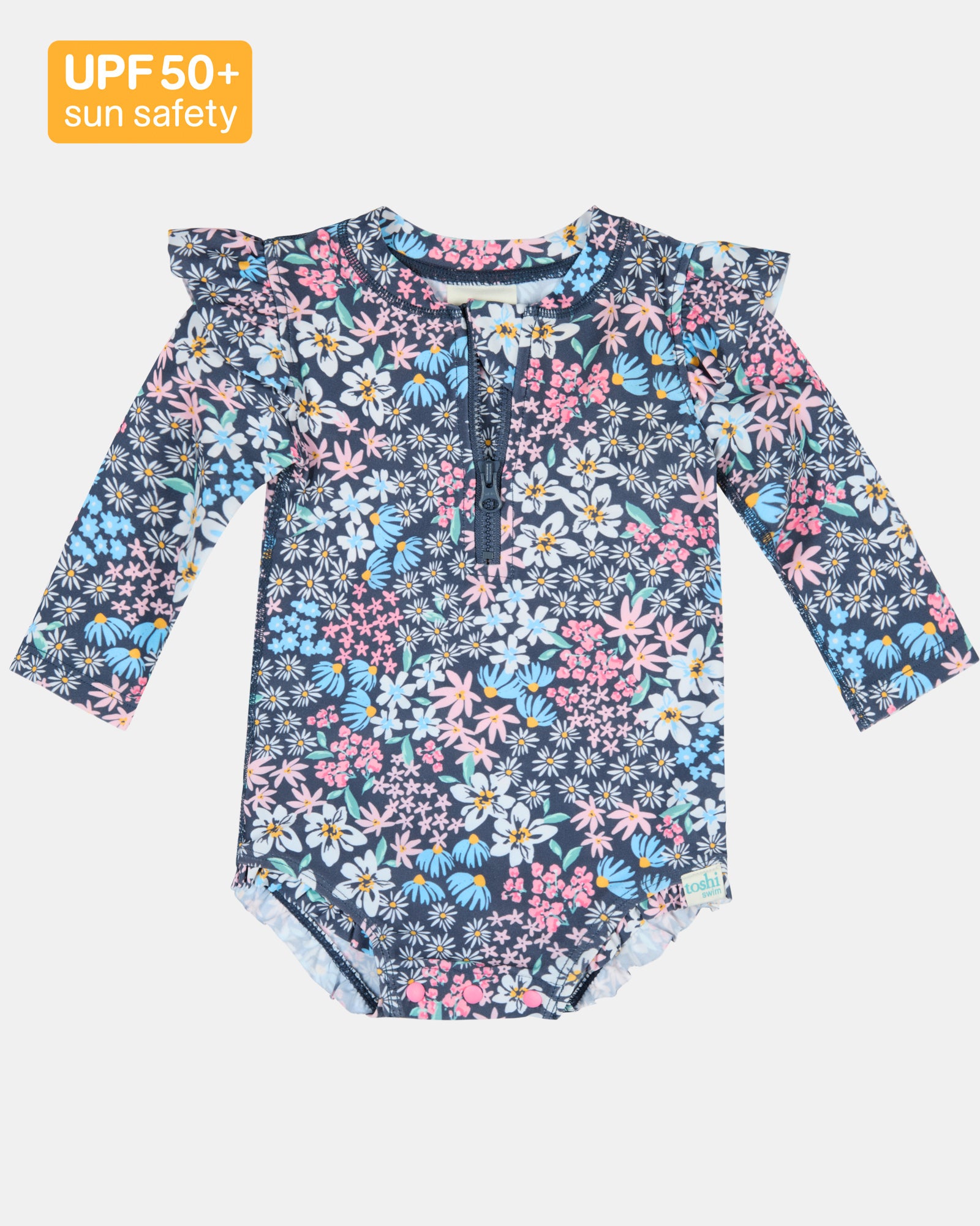 Toshi Swim Onesie Long Sleeve Ripple /wattle Dusk [sz:000]