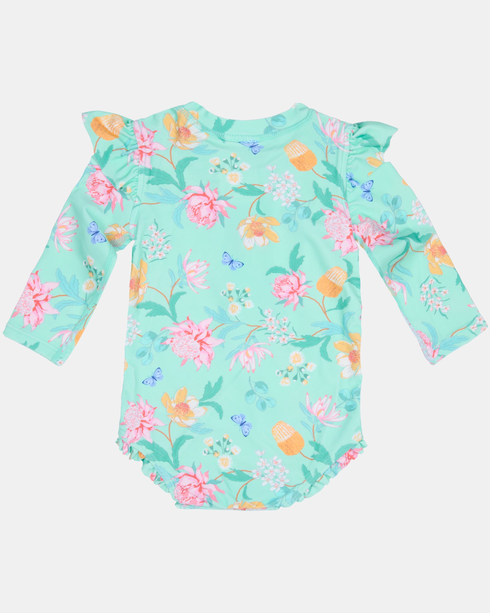 Toshi Swim Onesie Long Sleeve Ripple /waratah Mint [sz:000]