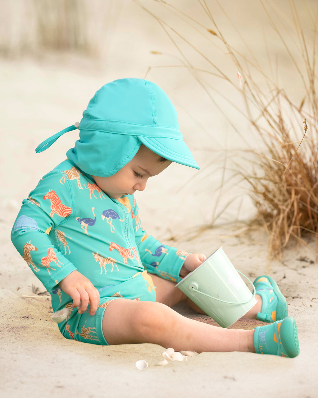 Toshi Swim Onesie Long Sleeve Splash /congo Seagrass [sz:000]