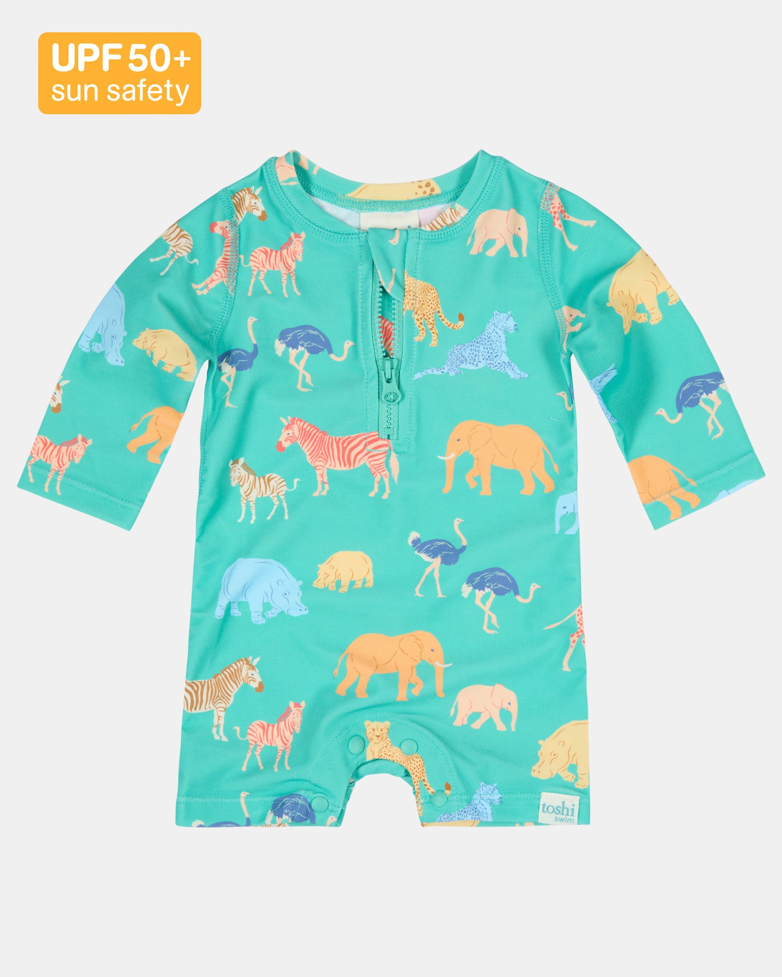 Toshi Swim Onesie Long Sleeve Splash /congo Seagrass [sz:000]
