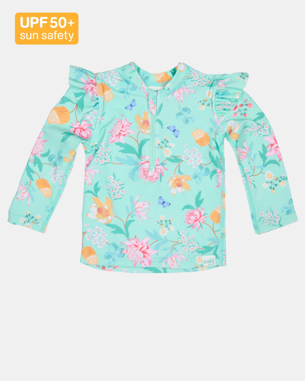 Toshi Swim Rashie Long Sleeve Ripple /waratah Mint [sz:0]