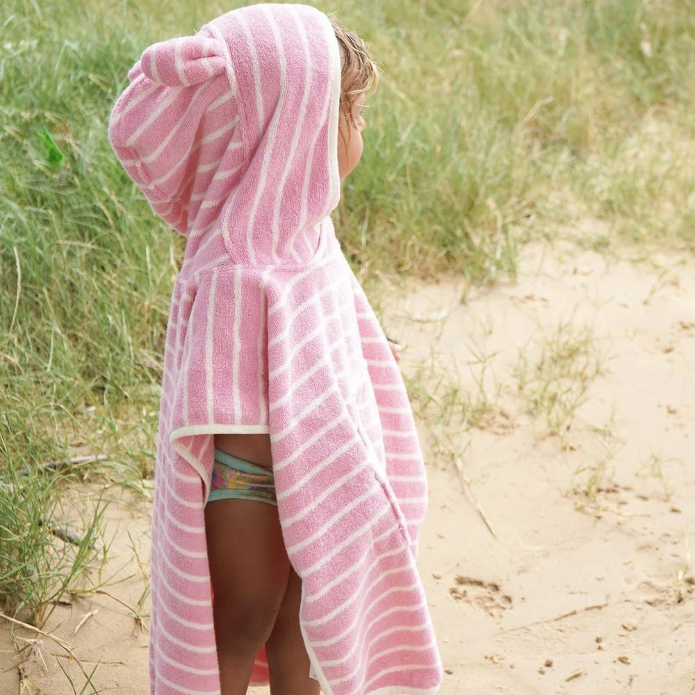 Sunnylife Kids Hooded Towel Cotton Candy Pink Stripe