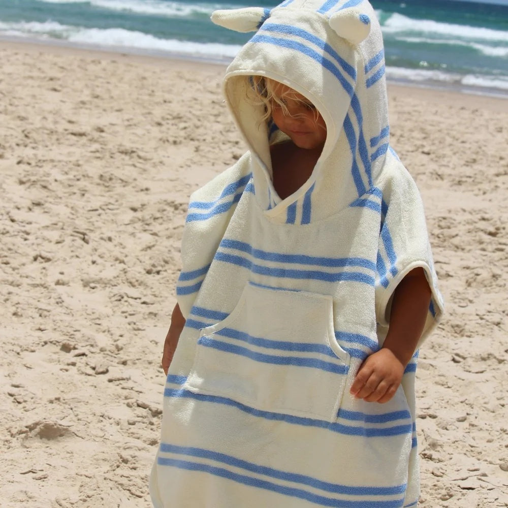 Sunnylife Kids Hooded Towel Sammy The Seagull Blue Stripe