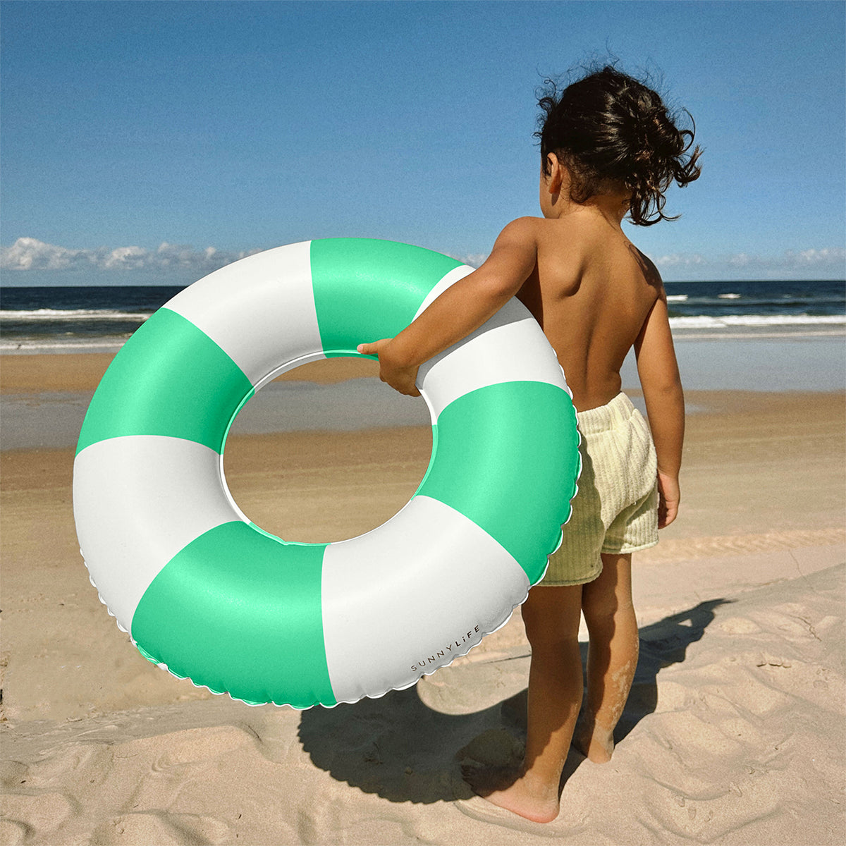 Sunnylife Mini Tube Pool Ring - Zest Green Stripe