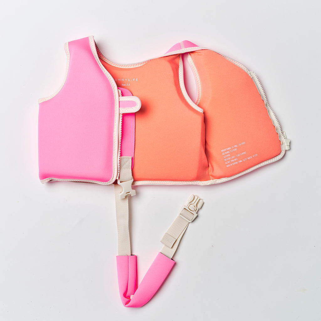 Sunnylife Kids Swim Vest 2-3 Poppy The Peach Neon Pink