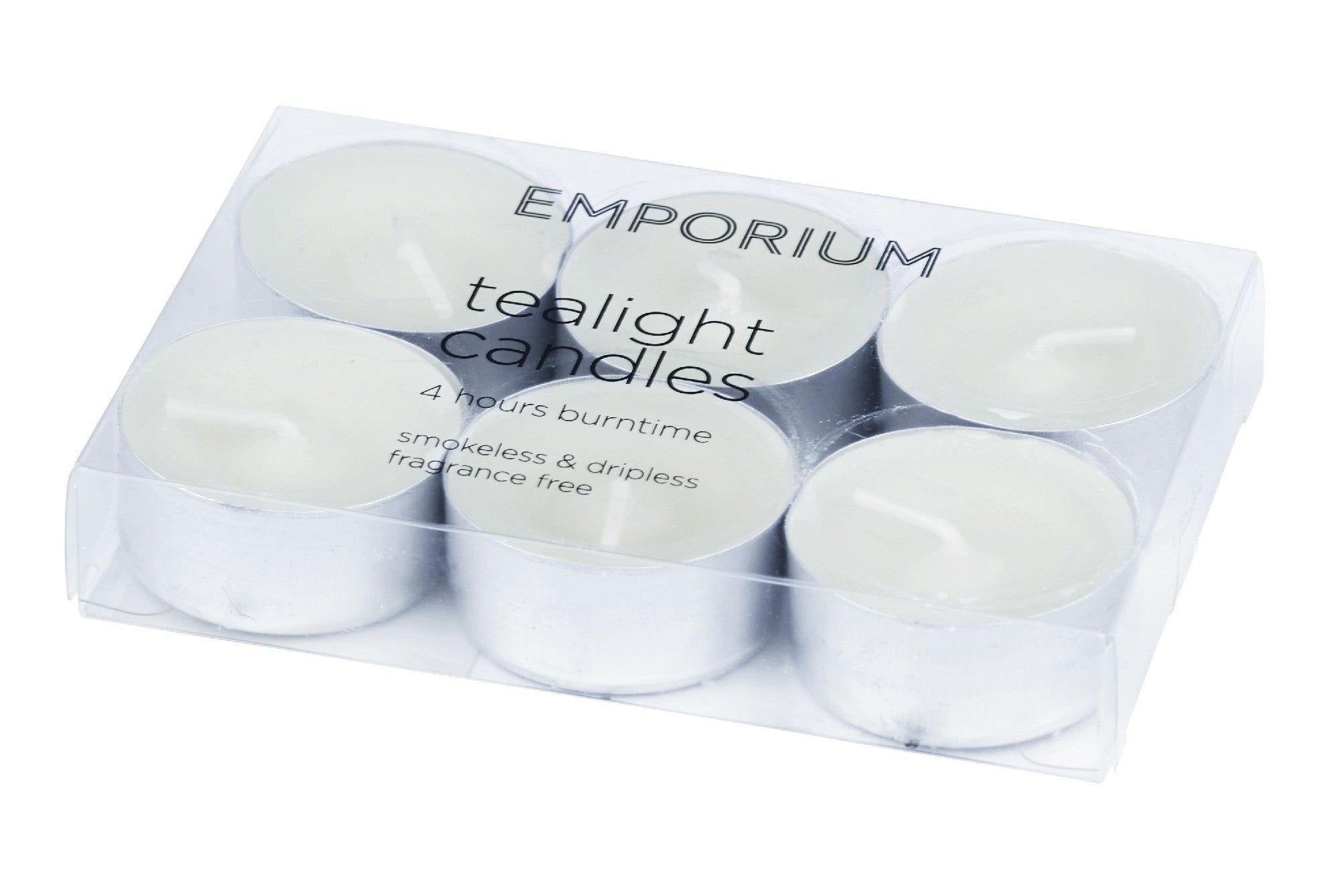 Emporium Set 6 Tealight Candles 4x4x1.5cm White