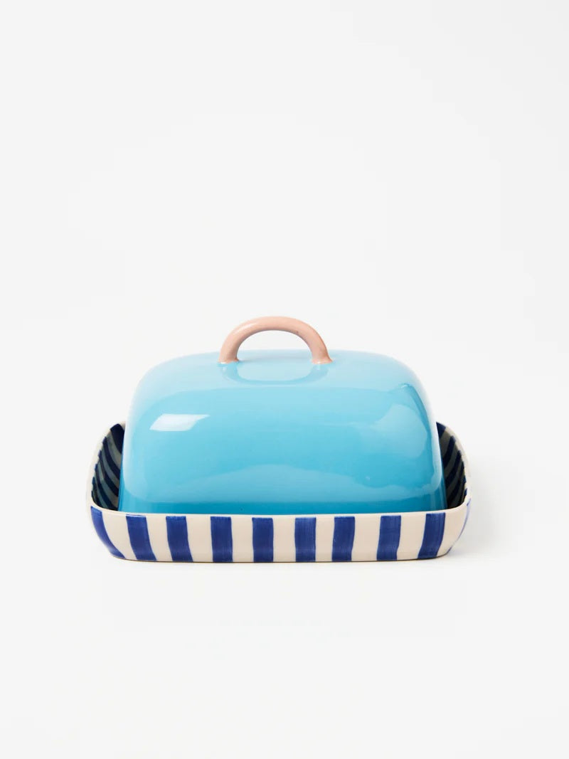 Jones & Co Bloomie Blue Butter Dish