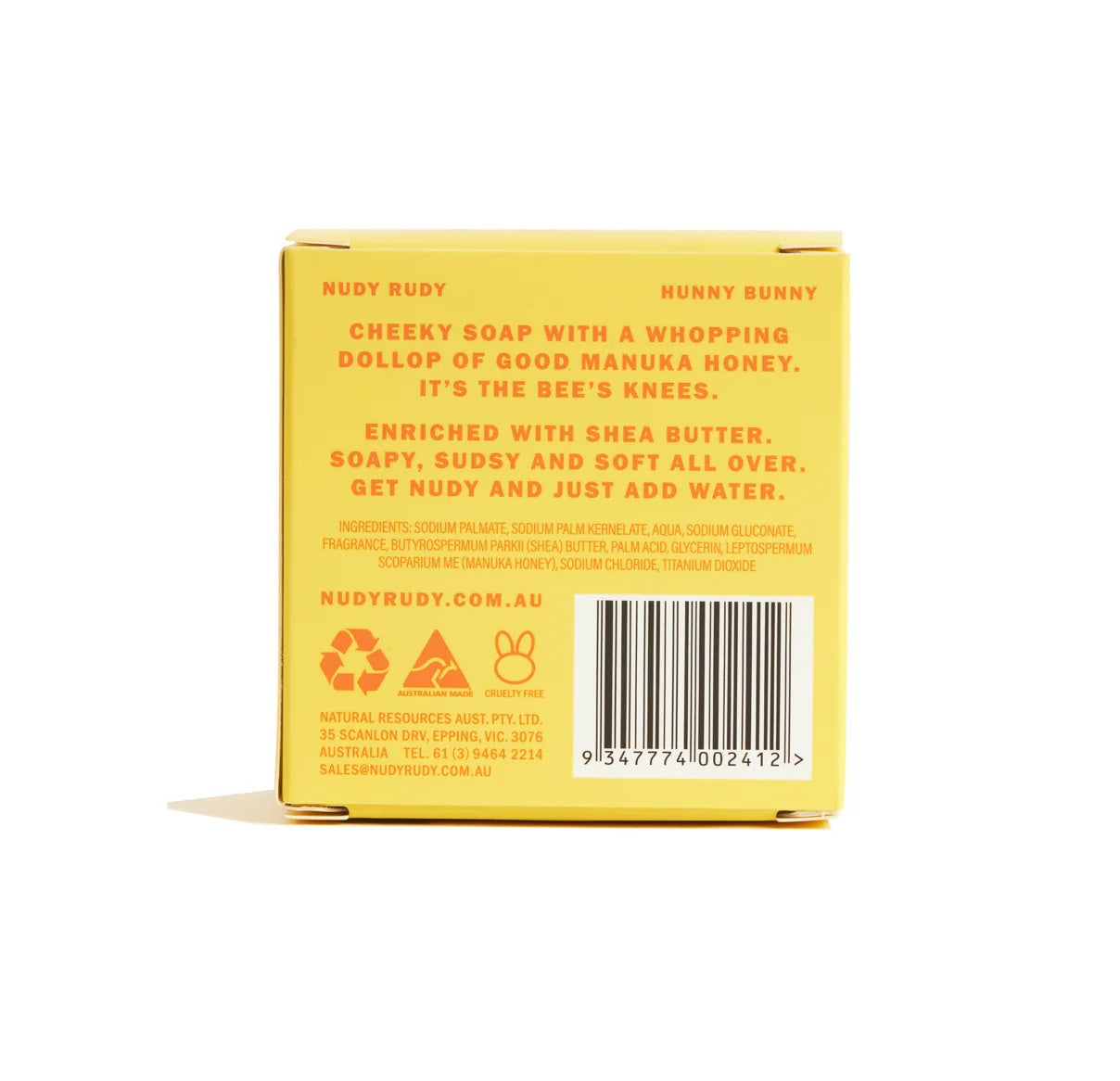 Nudy Rudy Hunny Bunny Bar Soap Puck 120g