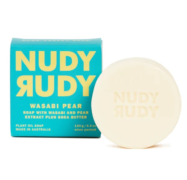 Nudy Rudy Wasabi Pear Soap Bar Puck 120g