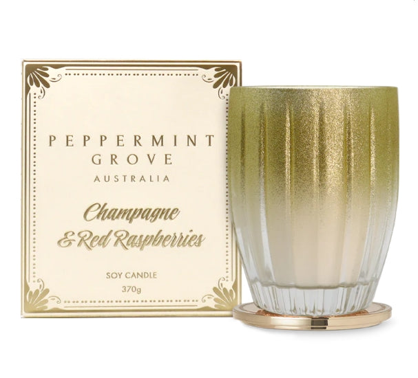 Peppermint Grove Large Candle 370g - Champagne & Red Raspberries