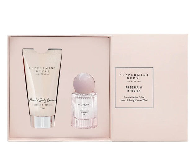 Peppermint Grove Perfume & Hand Cream & Body Cream Gift Set - Freesia & Berries