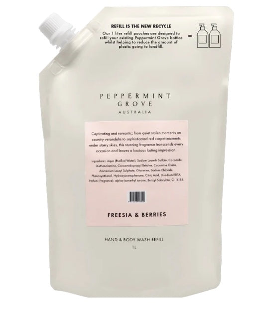 Peppermint Grove Hand & Body Wash Refill 1l Pouch - Freesia & Berries