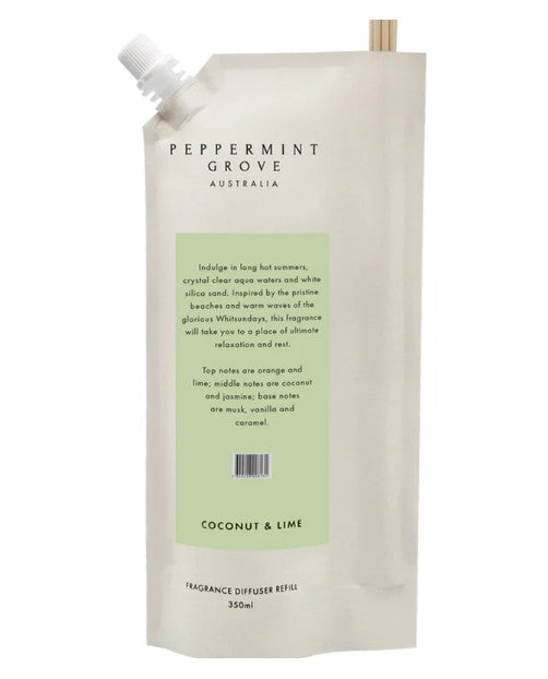 Peppermint Grove Diffuser Refill 350ml Pouch - Coconut & Lime