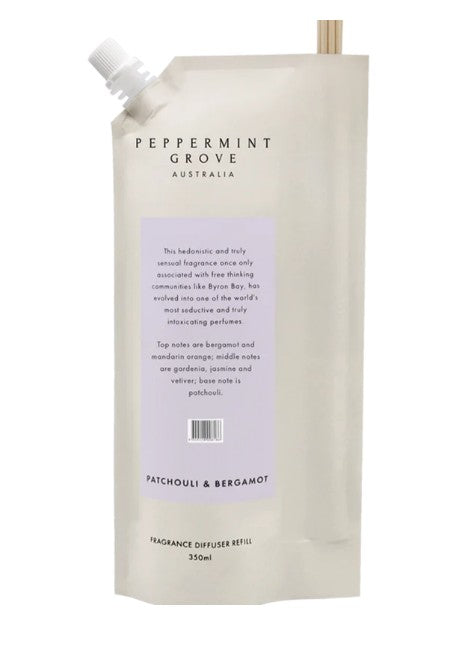 Peppermint Grove Diffuser Refill 350ml Pouch - Patchouli & Bergamot