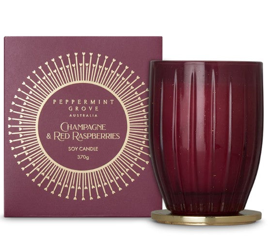 Peppermint Grove Large Soy Candle 370g - Champagne & Red Raspberries