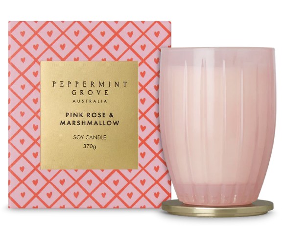 Peppermint Grove Large Candle 370g - Pink Rose & Marshmallow (ltd Ed. 2026)