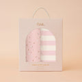 Fox & Fallow Dusty Roses/petal Stripe Organic Muslin Wrap Set