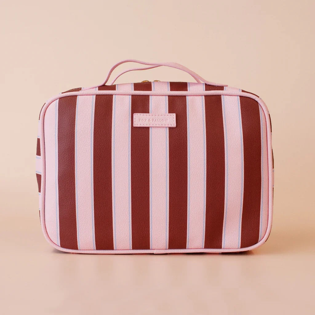 Fox & Fallow Burgundy Stripe Cosmetic Bag