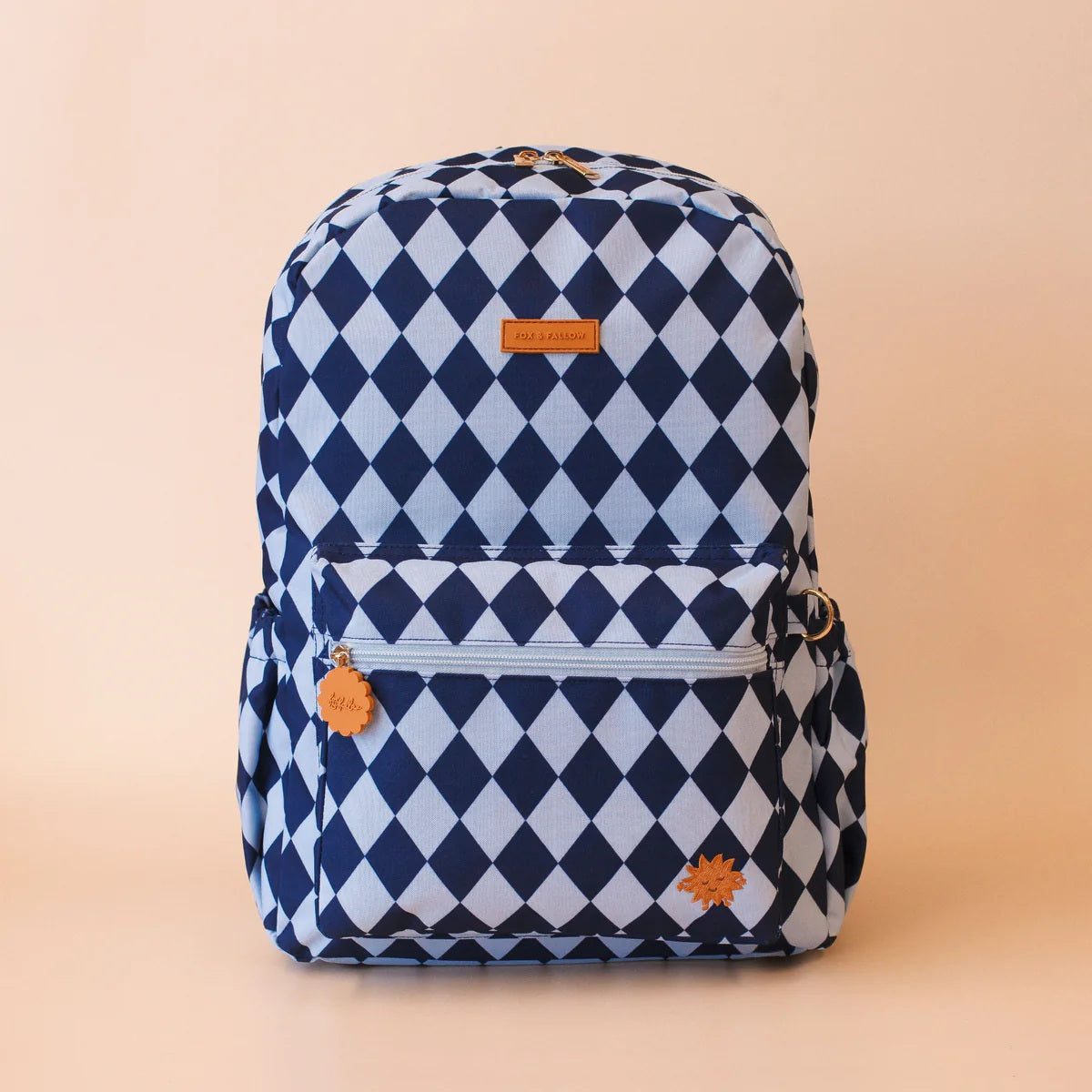 Fox & Fallow Navy Diamonds Junior Backpack - Medium 20l