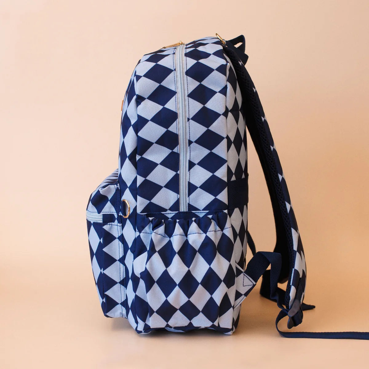 Fox & Fallow Navy Diamonds Junior Backpack - Medium 20l