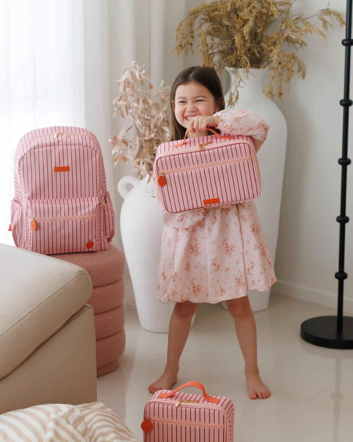 Fox & Fallow Strawberry Stripe Large Lunch Bag