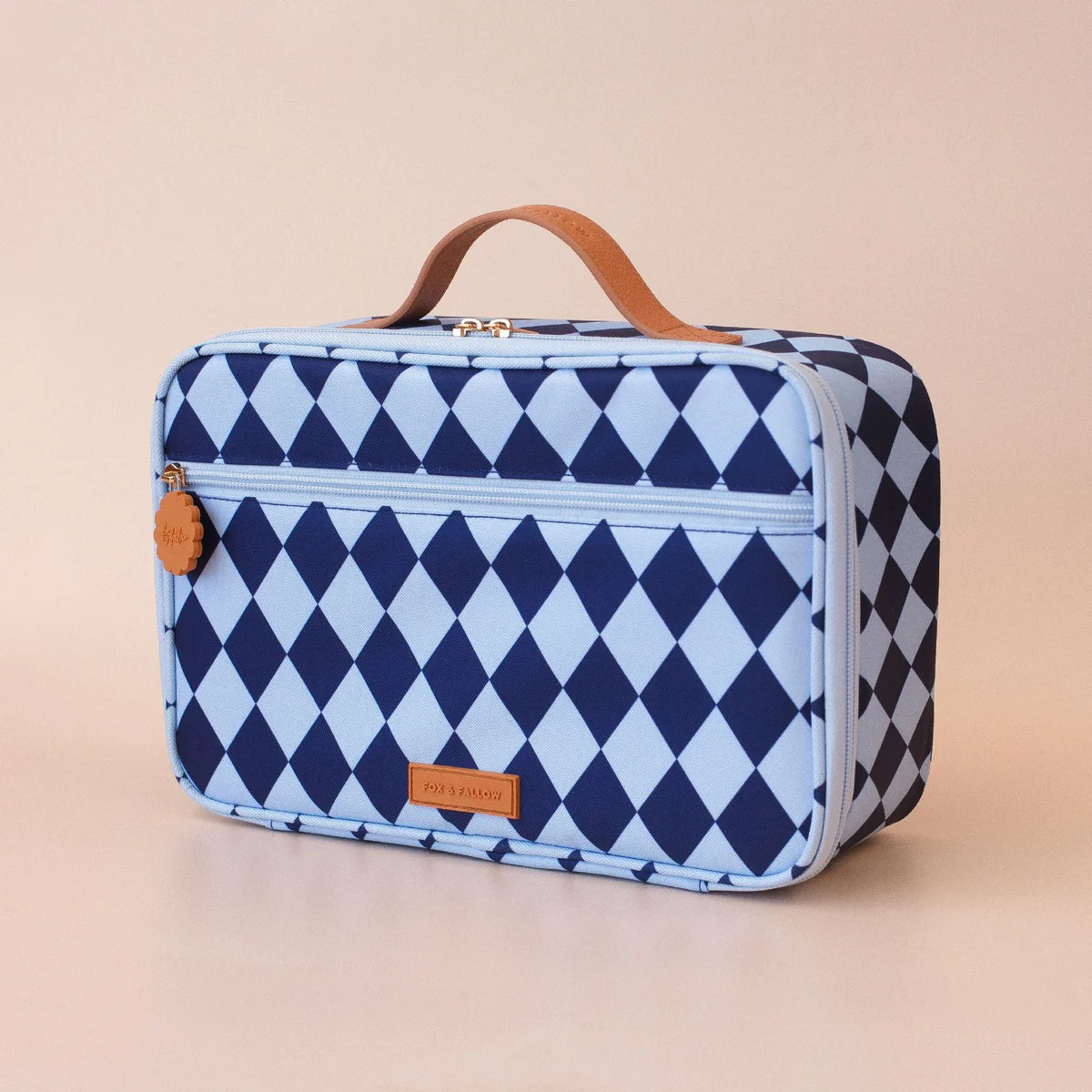 Fox & Fallow Navy Diamonds Large Lunch Bag