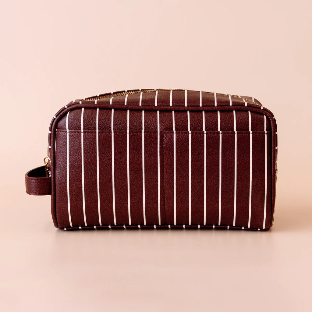 Fox & Fallow Merlot Pinstripe Wash Bag