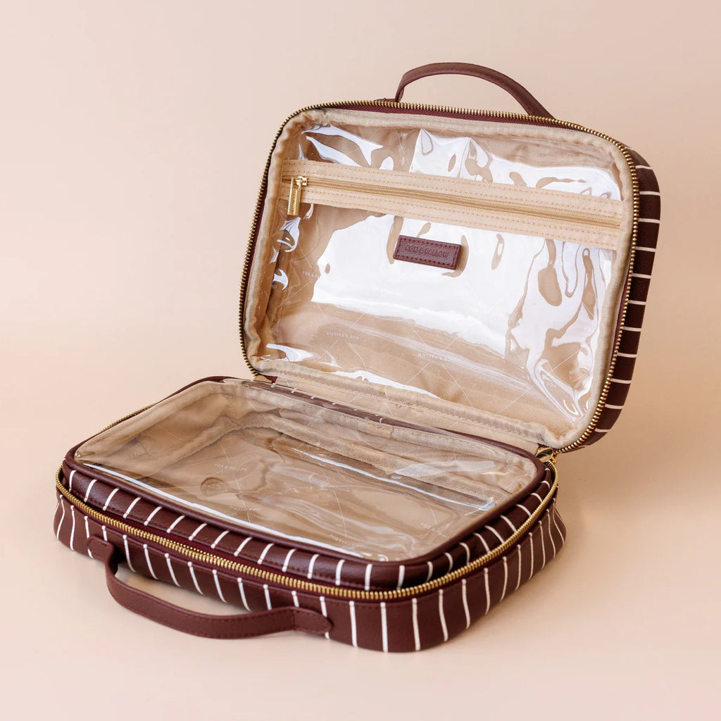 Fox & Fallow Merlot Pinstripe Cosmetic Bag