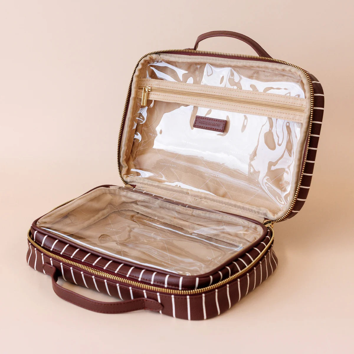 Fox & Fallow Merlot Pinstripe Cosmetic Bag