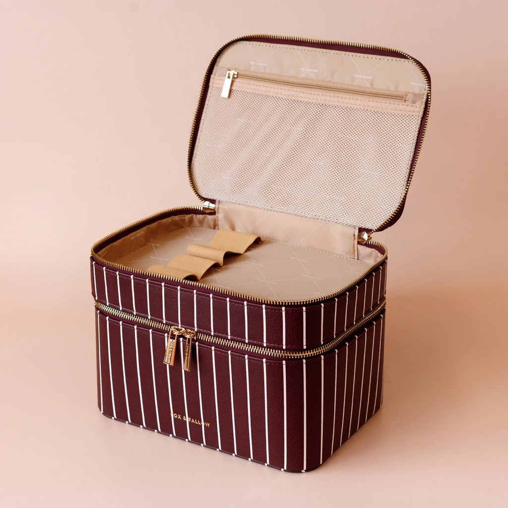 Fox & Fallow Merlot Pinstripe Vanity Case - The Classic