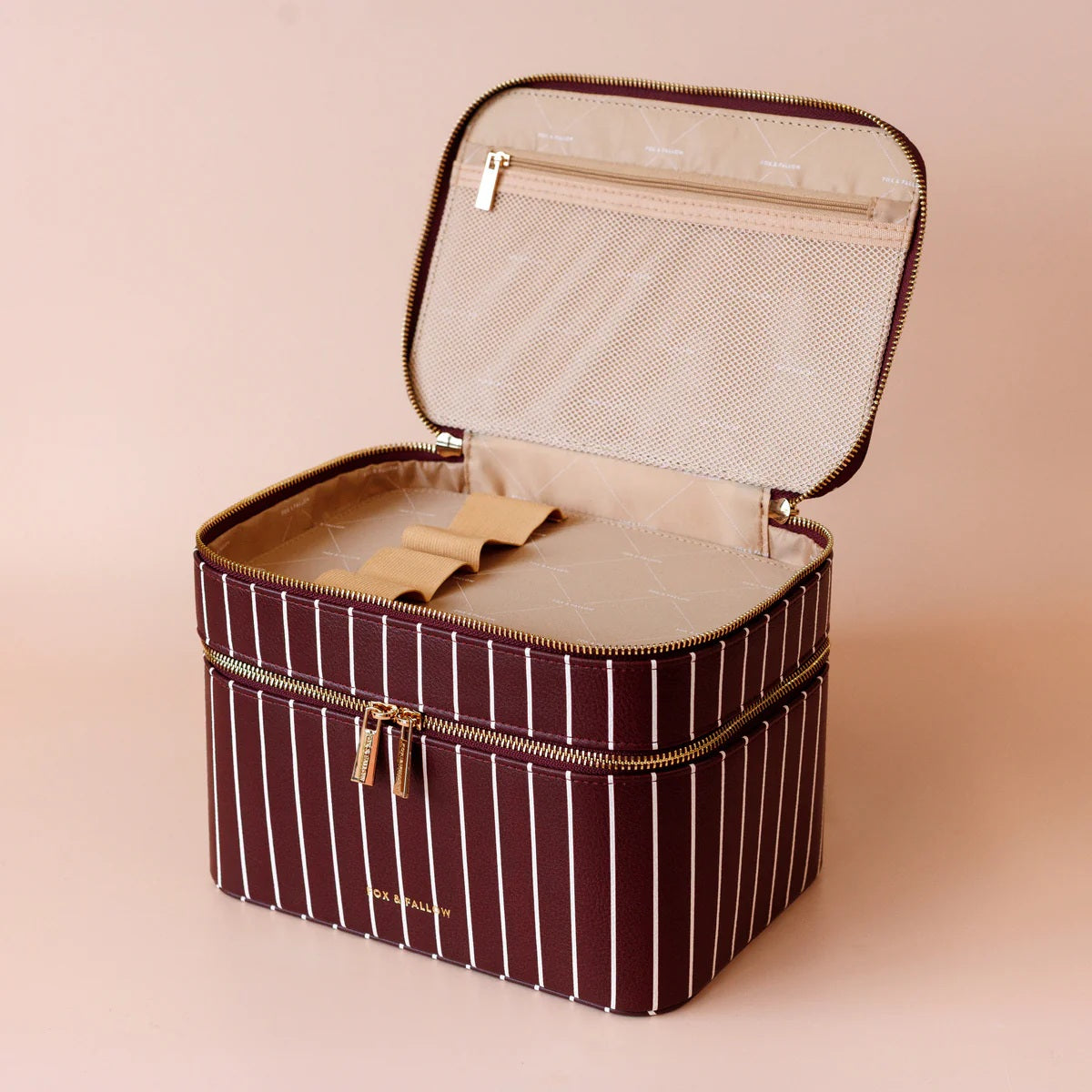 Fox & Fallow Merlot Pinstripe Vanity Case - The Classic