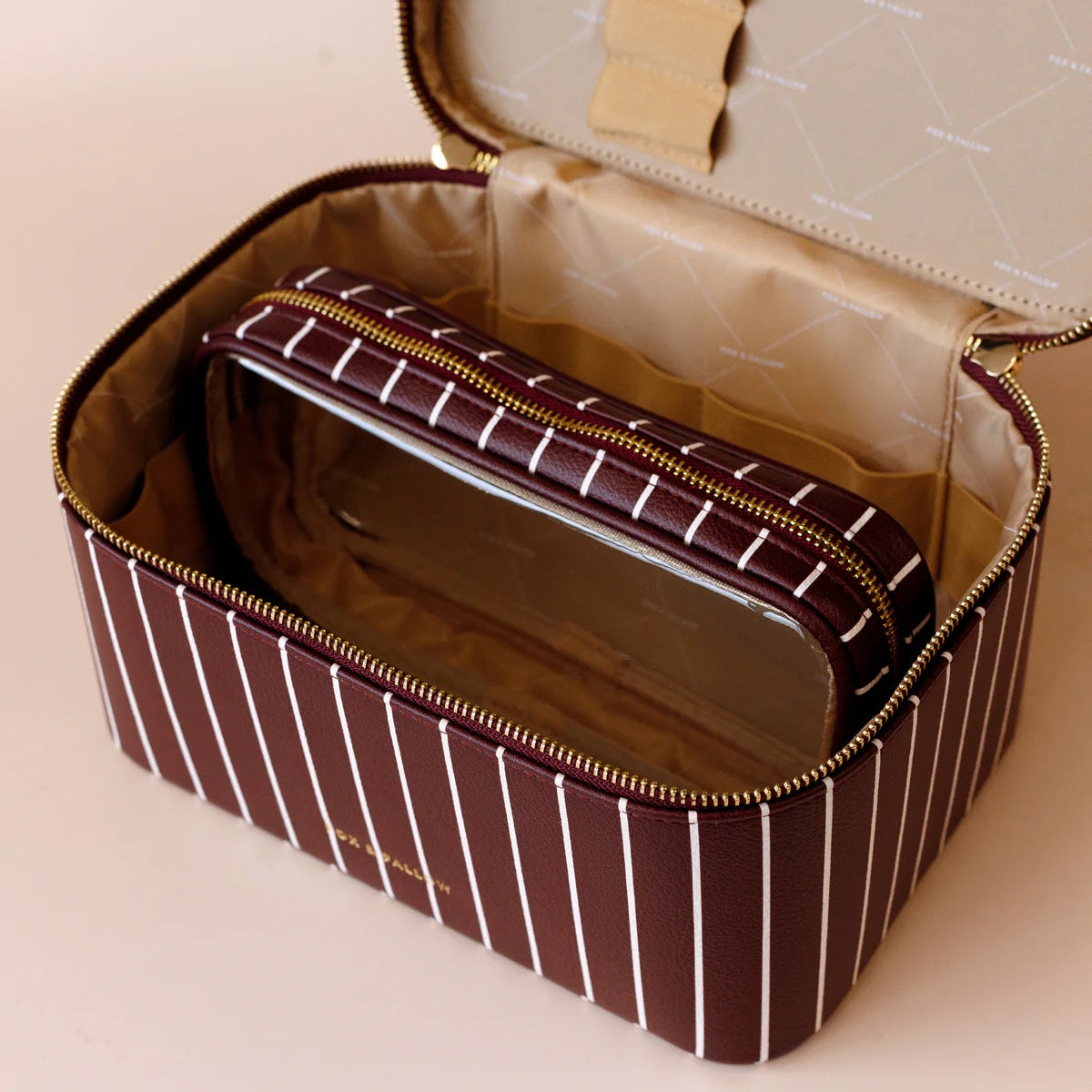 Fox & Fallow Merlot Pinstripe Vanity Case - The Classic
