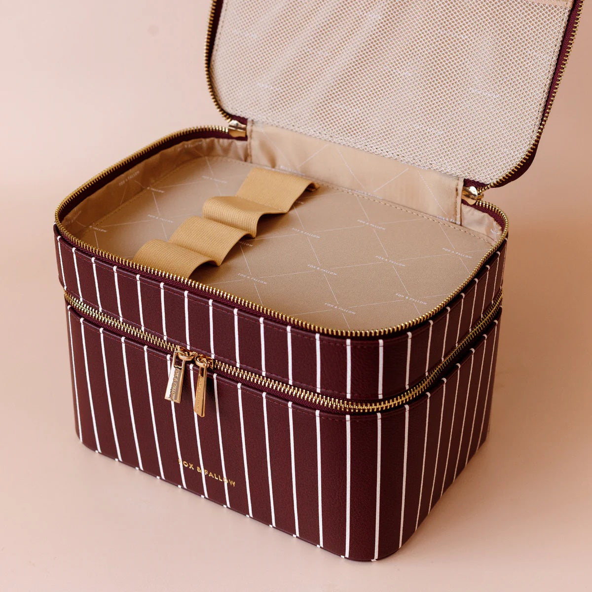 Fox & Fallow Merlot Pinstripe Vanity Case - The Classic