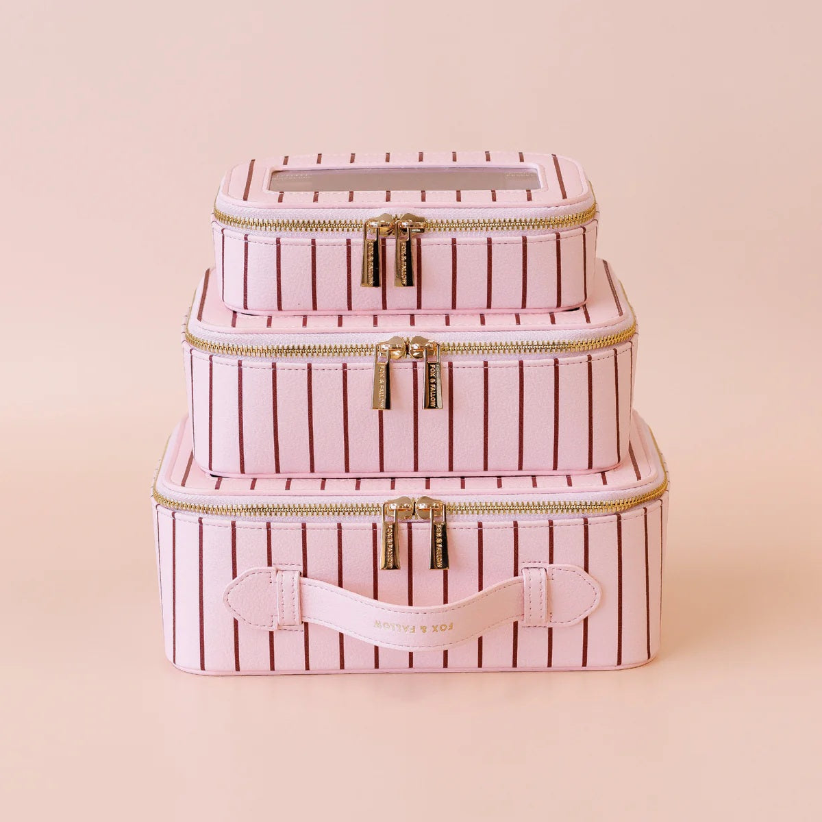 Fox & Fallow Rose Pinstripe Cosmetic Nested Trio Set