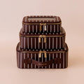 Fox & Fallow Merlot Pinstripe Cosmetic Nested Trio Set