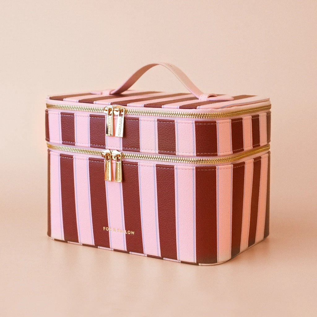 Fox & Fallow Burgundy Stripe Vanity Case - 'the Classic'