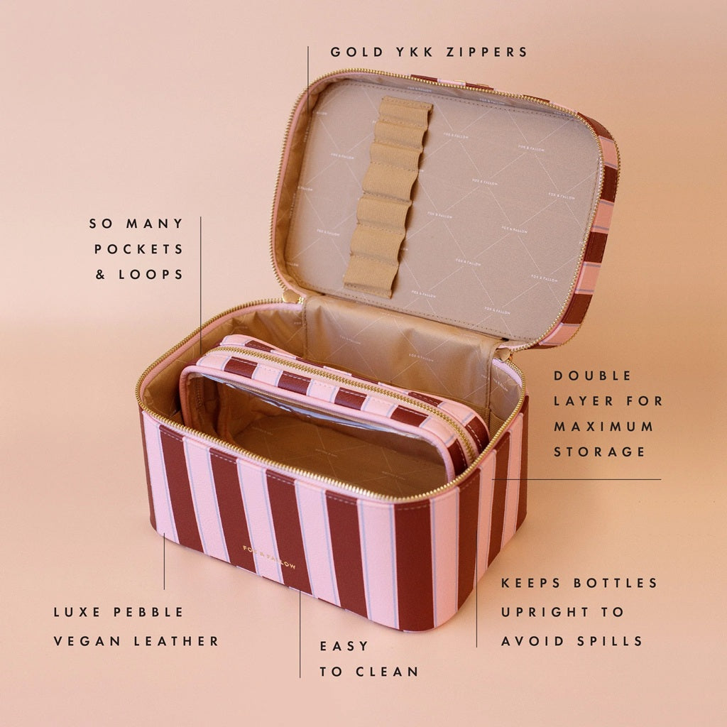 Fox & Fallow Burgundy Stripe Vanity Case - 'the Classic'