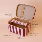 Load image into Gallery viewer, Fox &amp; Fallow Burgundy Stripe Vanity Case - &#39;the Classic&#39;
