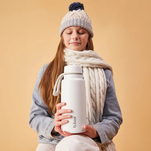 B.box 1l Insulated Flip Top Drink Bottle White Out