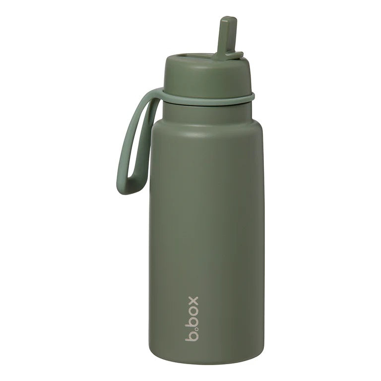 B.box 1l Insulated Flip Top Drink Bottle Olive