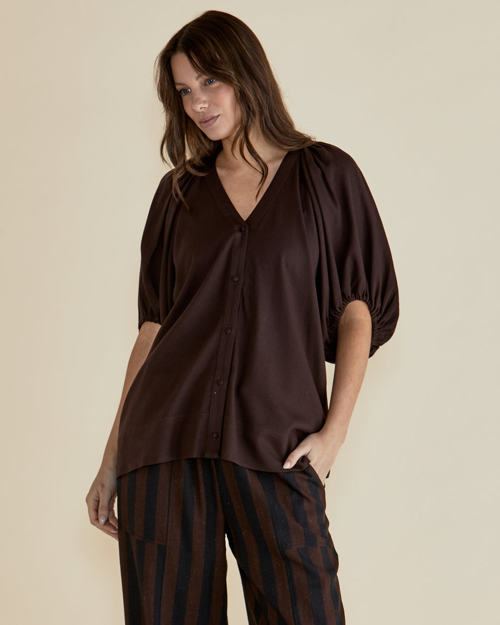 Betty Basics Asher Blouse Chocolate [sz:8]