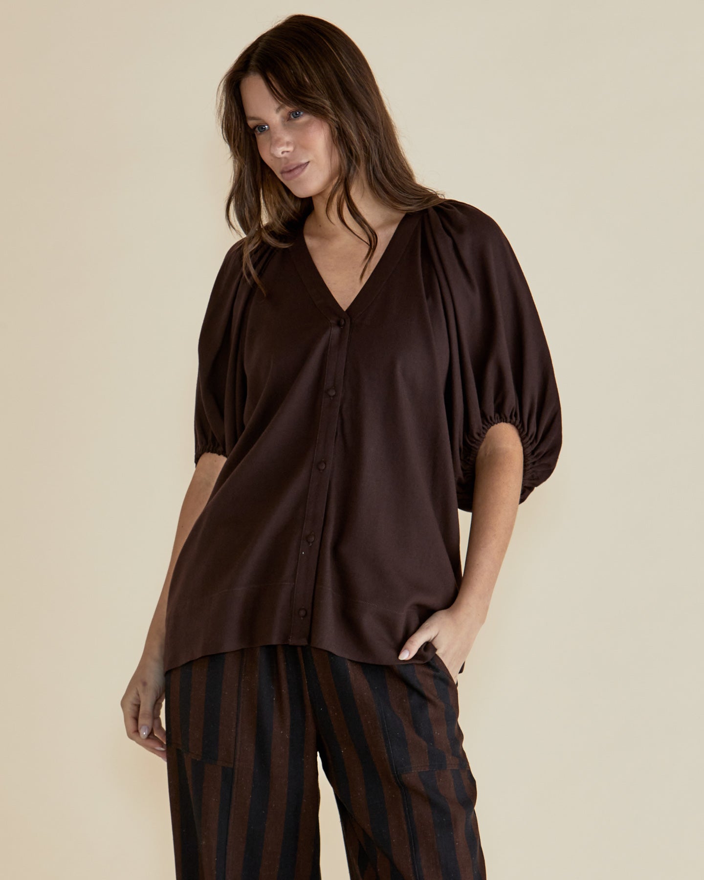 Betty Basics Asher Blouse Chocolate [sz:8]