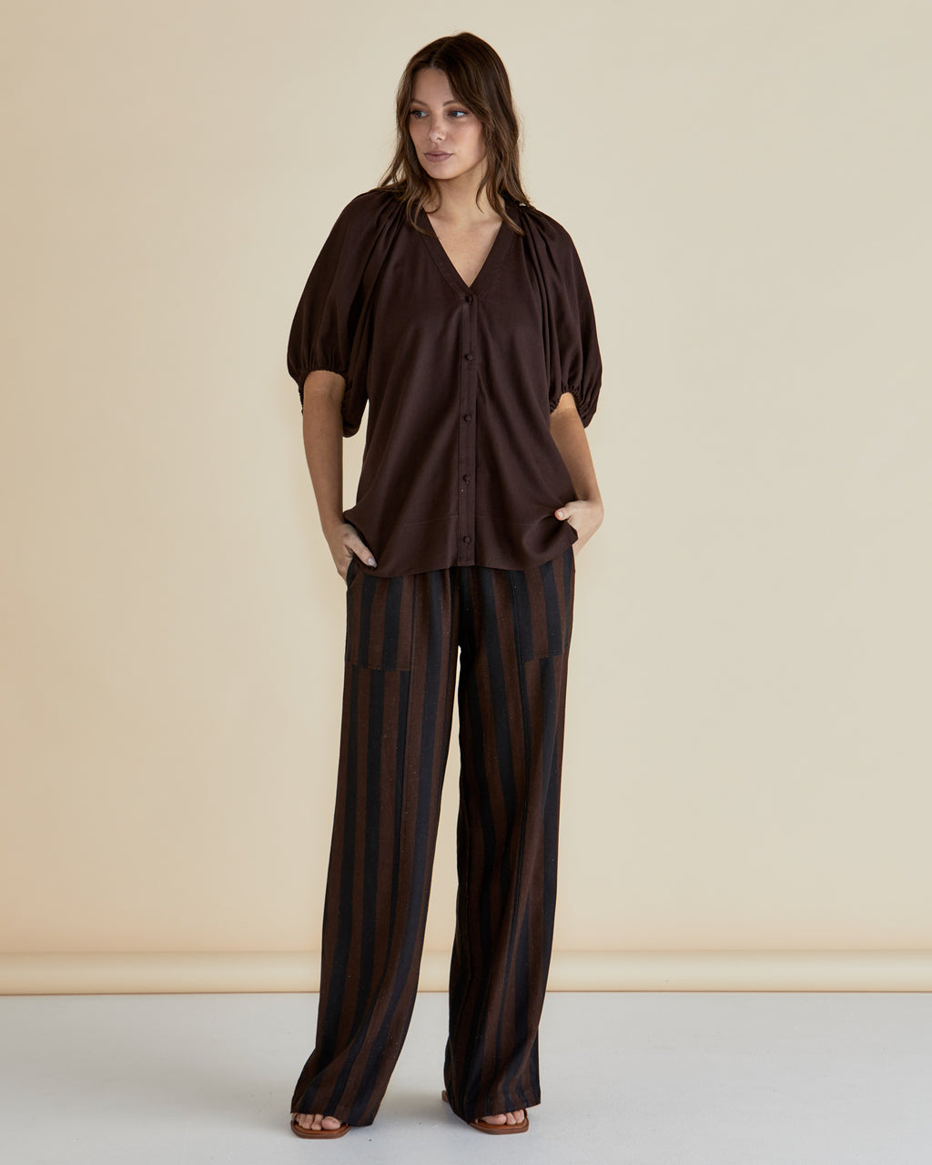 Betty Basics Tamara Pant Chocolate Stripe [sz:8]