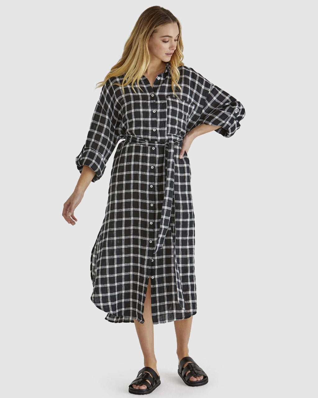 Sass Beau Shirt Dress Black Check [sz:8]